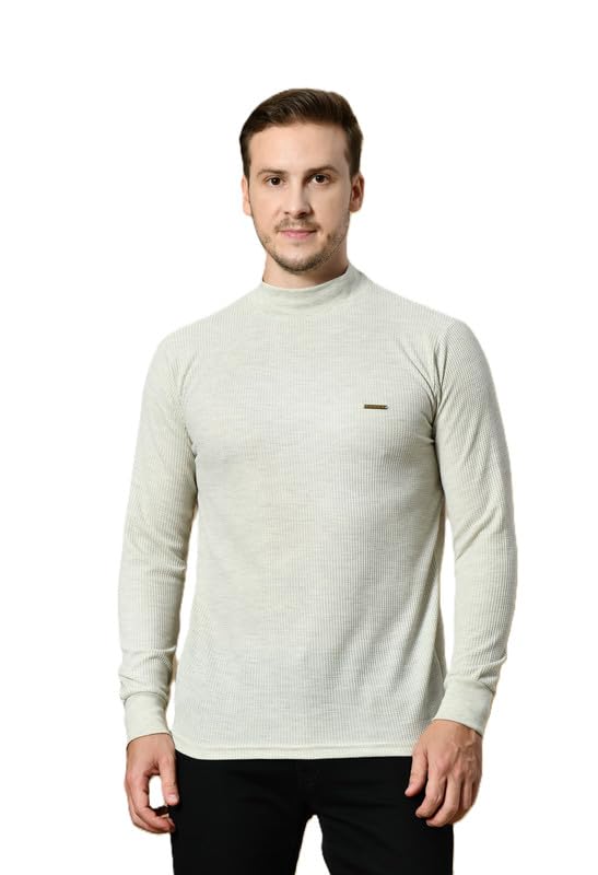 StarFox Men's Cream Full Sleeve Turtle Neck T-Shirt | Textured